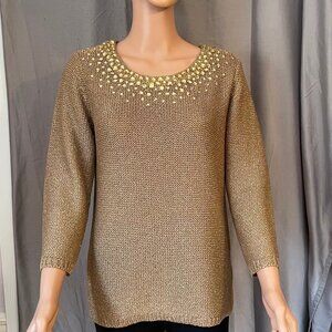 Shimmery Gold Sheer Knit Top